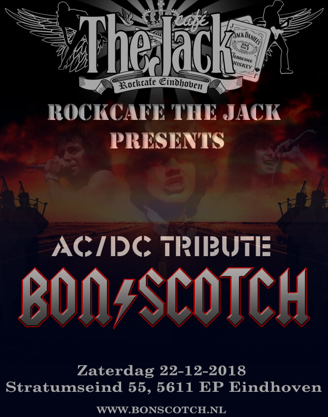 flyer, rockcafe, jack, eindhoven, bon scotch, ac/dc tribute, 22-12-2018